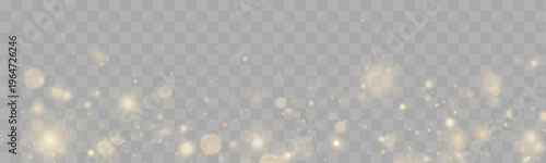 Shimmering golden dust floats softly across abstract luminous waves. Tiny sparkles shine like magical stars. Perfect overlay for Christmas, New Year, and holiday designs.