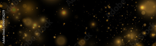 Golden dust sparkles float gracefully in abstract luminous motion. Tiny light particles shimmer softly. Perfect overlay for holiday, magical, and festive designs.