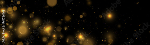 Falling gold dust with glowing bokeh creates a magical luminous effect. Tiny sparkling particles drift gracefully. Perfect for holiday and winter projects.