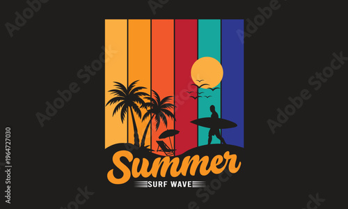 Summer Surf Wave T-Shirt Design