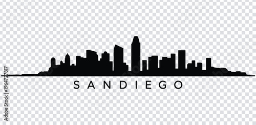 Vector illustration san diego city skyline silhouette with text
