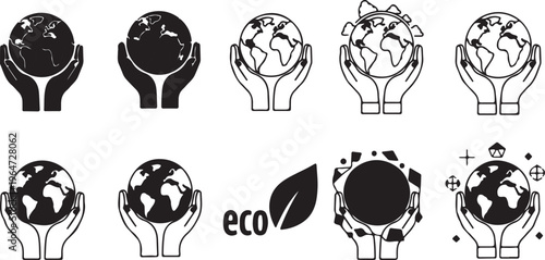 Continuous One Line Hands Embracing Earth Minimal Vector