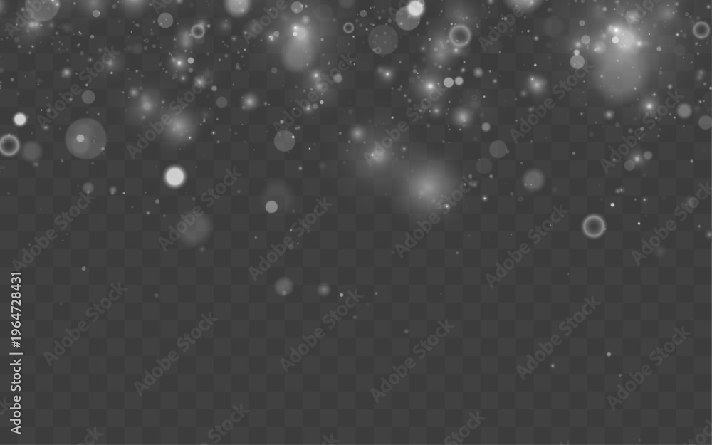 Fototapeta premium White stardust sparkles drift gently across the background. Tiny luminous particles shimmer softly. Perfect for festive, winter, and magical designs.