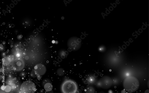 White glitter dust flows gracefully across a dark background. Tiny particles shimmer softly. Perfect for Christmas, New Year, and holiday projects.
