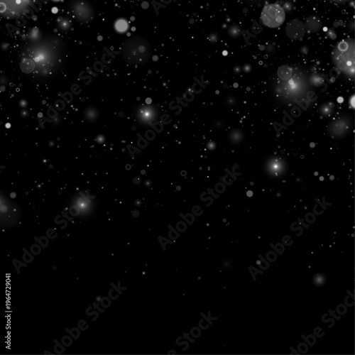 White stardust glows softly on a dark transparent background. Tiny particles shimmer delicately. Ideal overlay for Christmas and New Year projects.