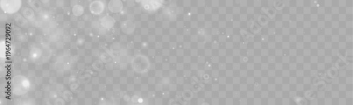 Bright white dust sparkles float like tiny stars. Soft bokeh highlights enhance magical glow. Perfect for Christmas, New Year, or winter overlays.