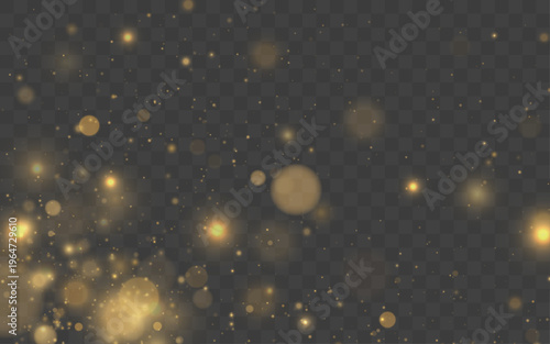 A cascade of glitter sparkles across the frame. Warm golden tones enhance the luminous effect. The composition feels festive and elegant.