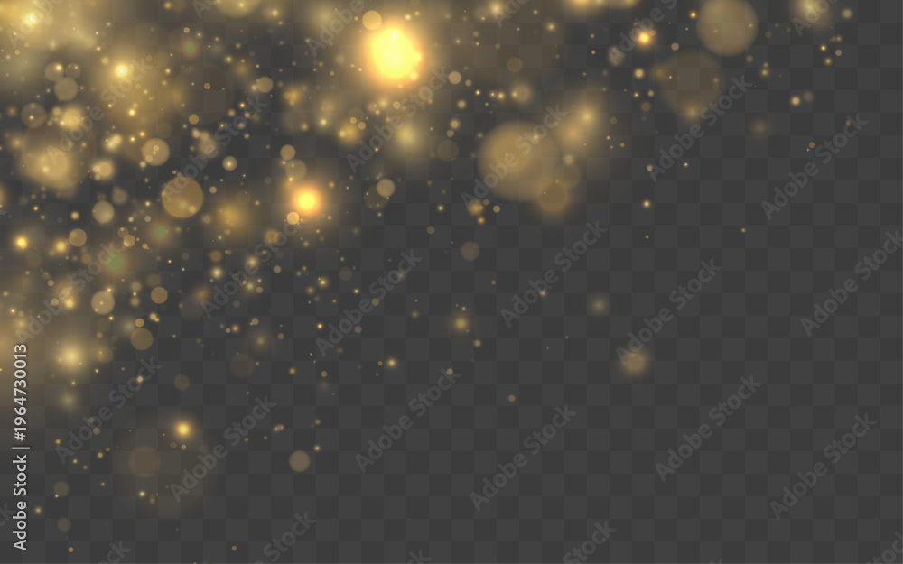 Naklejka premium Sparkling glitter spreads in elegant motion through space. Warm light reflections create a dreamy visual effect. The composition feels rich and celebratory.