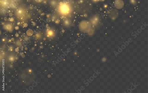 Sparkling glitter spreads in elegant motion through space. Warm light reflections create a dreamy visual effect. The composition feels rich and celebratory.