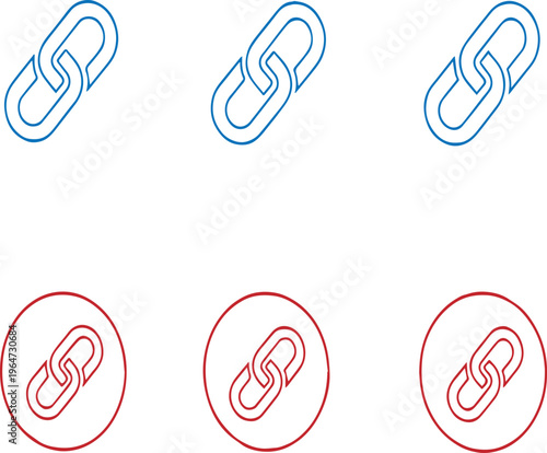 "Chain Link Icon Sheet – Line Art Connection Symbols"