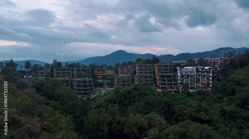 Sunset at Promthep Cape beach jungle mountains Phuket Thailand Asia