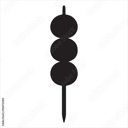 A black silhouette of a meatball skewer