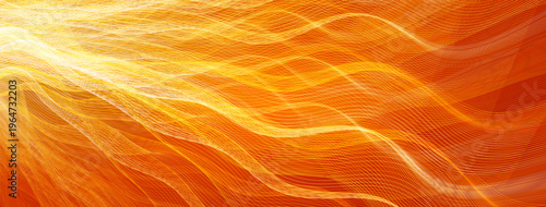 Orange Solar Bright Light Rays, Futuristic Linear Wavy Rays Background. Sun Plasma Energy Stream. Warm Weather, Global Warming Forum Presentation BG. Summer Day Backdrop. Vector Illustration