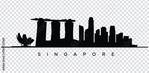 Vector illustration singapore city skyline with marina bay sands and orchid