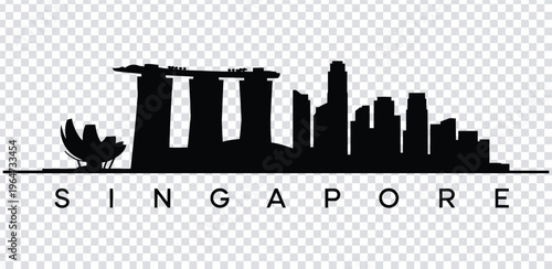Vector illustration singapore city skyline silhouette with marina bay sands and orchid
