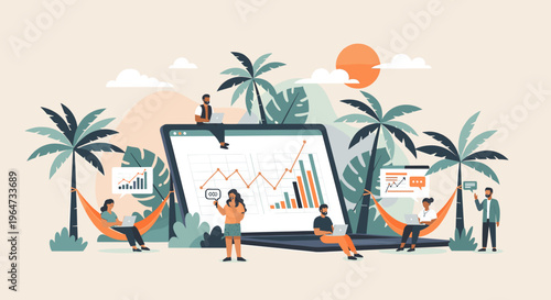 A serene scene of a hammock under a palm tree, evoking feelings of relaxation and tranquility.