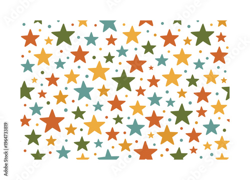 playful scattered star shapes composition seamless pattern, repeating pattern, surface design, textile print,