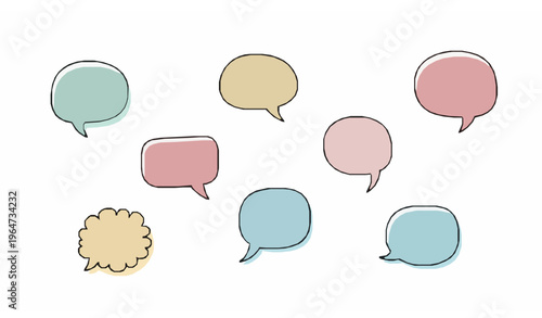 Minimalist hand drawn laughing speech bubbles vector with haha and lol doodle text expressions