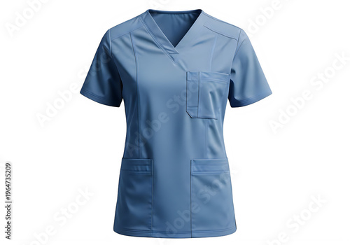 A blue scrub top for medical professionals isolated on transparent background, png