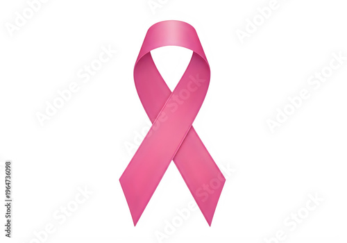 A pink ribbon symbolizing breast cancer awareness isolated on transparent background, png