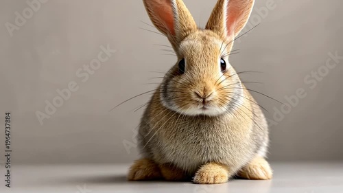 Adorable rabbit in motion: charming bunny's playful pose and curious gaze