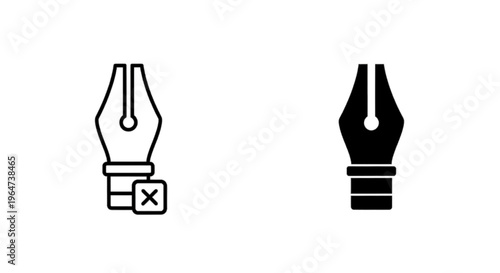 Vector illustration of fountain pen nib icon set, vector illustration on a transparent background