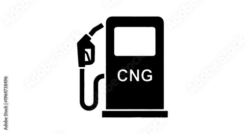 Vector illustration of cng fuel pump icon, compressed natural gas station symbol on a transparent background