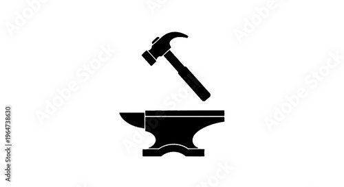 Vector illustration of hammer and anvil icon on a transparent background