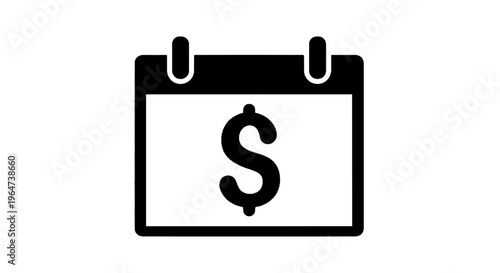 Vector illustration of calendar icon with dollar sign symbol for financial planning and payment date on a transparent background