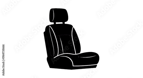Vector illustration of black silhouette of a car seat on a transparent background