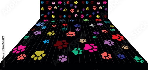 Paw Prints Background. Cute pets and Dogs pets paw print isolated on white background.