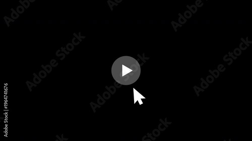 Play and pause button animation with mouse cursor click, ideal for video player tutorials, app development showcases, and multimedia project presentations. 4k video