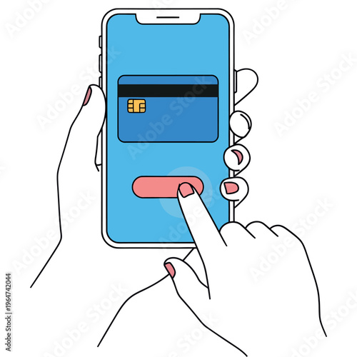 Hands holding a smartphone displaying a credit card payment interface