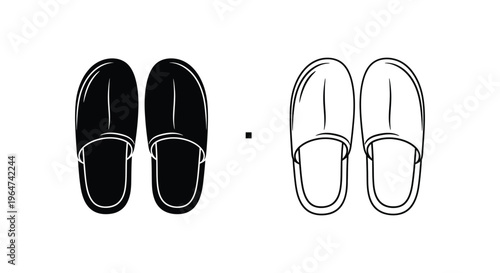 Black and white slippers side by side Vector