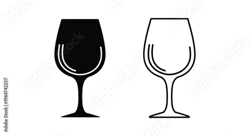 Wine glasses black and white illustration Vector