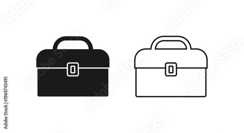 Black and white briefcase icon set Vector