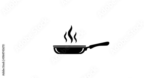 Pan frying abstract concept black white icon 