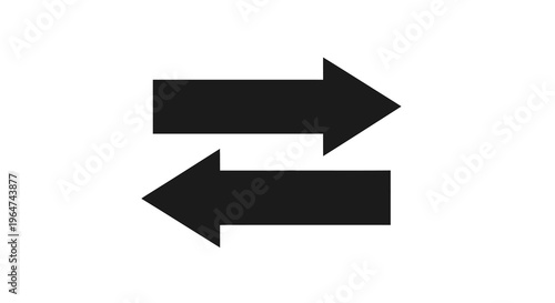 Two opposing arrows pointing in opposite directions a bold silhouette