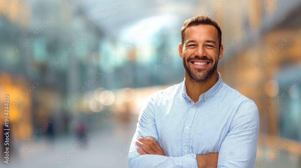 Fototapeta premium diverse entrepreneur isolated background with blured businessbackground and natural sunlight