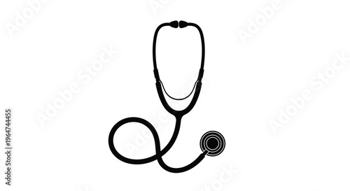 Black stethoscope illustration against a white background a medical silhouette