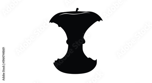 Black apple core outline against a white background a striking silhouette
