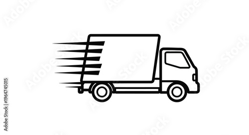Fast delivery van speeding with motion lines a bold silhouette