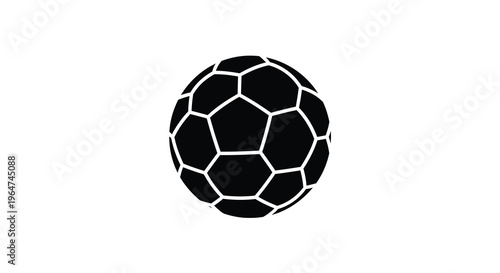 A black and white soccer ball graphic a striking silhouette