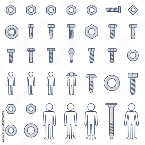 set of nuts and bolts tools editable vector design, tool, equipment, tools, isolated, set, hammer, screwdriver, vector, metal, work, white, wrench, pliers, steel, illustration, icon, dental