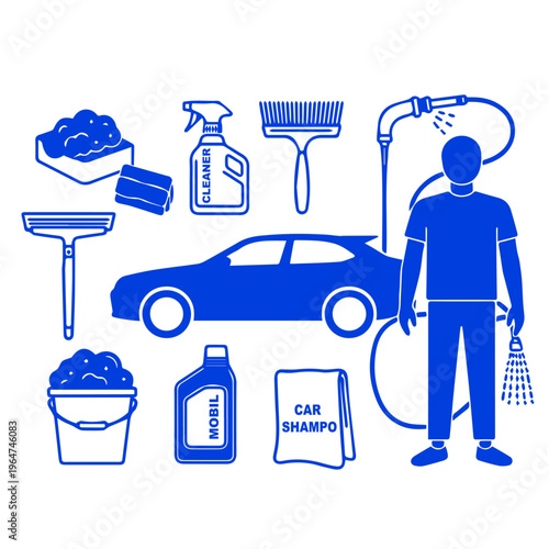 set of car washing tools editable vector design, tool, equipment, tools, isolated, set, hammer, screwdriver, vector, metal, work, white, wrench, pliers, steel, illustration, icon, dental