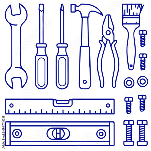 set of electrical tools editable vector design, tool, equipment, tools, isolated, set, hammer, screwdriver, vector, metal, work, white, wrench, pliers, steel, illustration, icon, dental, construction