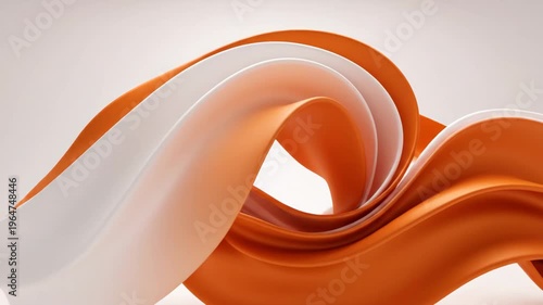 Graceful curves and flowing abstract lines form a minimalist composition in white and orange tones across a clean background.