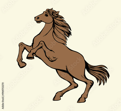 Vector drawing. Man on the horse