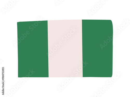 かわいいナイジェリアの国旗アイコン　手描きタッチの旗イラスト