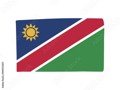 かわいいナミビアの国旗アイコン　手描きタッチの旗イラスト
